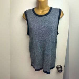 Karl Lagerfeld Paris Grey With Black Tipped Knit Tank Sleeveless Top NWT Size‎ L